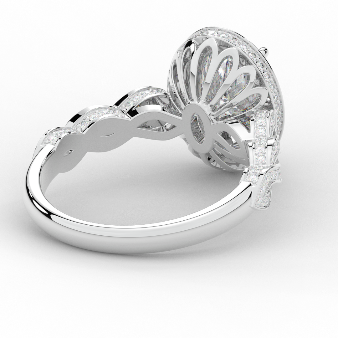 3.10CT.TW OVAL LAB DIAMOND HALO ENGAGEMENT RING - Nazarelle