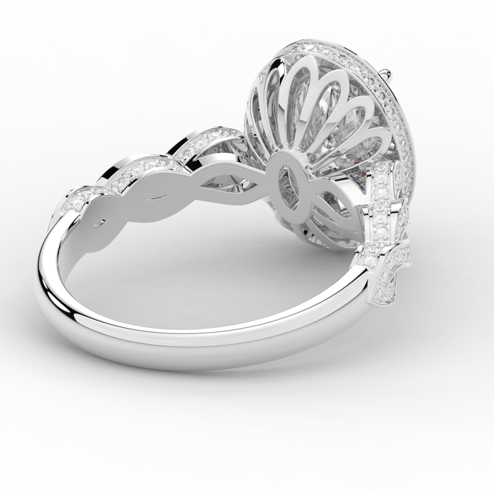 3.10CT.TW OVAL LAB DIAMOND HALO ENGAGEMENT RING - Nazarelle