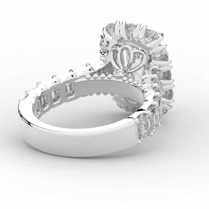 6.00CT.TW EMERALD CUT LAB DIAMOND HALO ENGAGEMENT RING - Nazarelle
