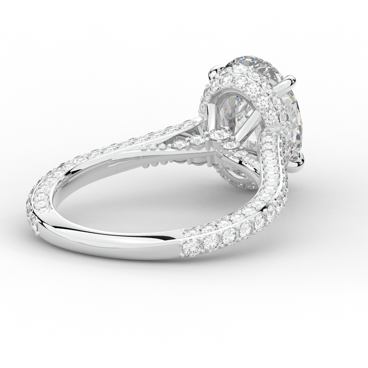4.00CT.TW OVAL LAB DIAMOND UNDERHALO SOLITAIRE ENGAGEMENT RING - Nazarelle
