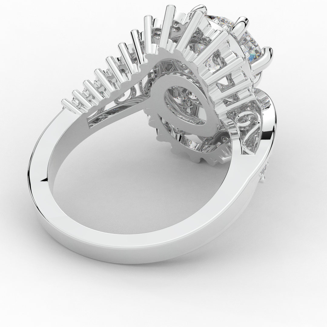 3.35CT.TW ROUND LAB DIAMOND BYPASS HALO ENGAGEMENT RING - Nazarelle