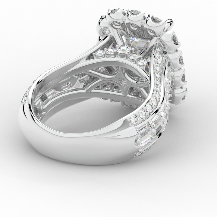 8.00CT.TW EMERALD CUT LAB DIAMOND HALO ENGAGEMENT RING - Nazarelle
