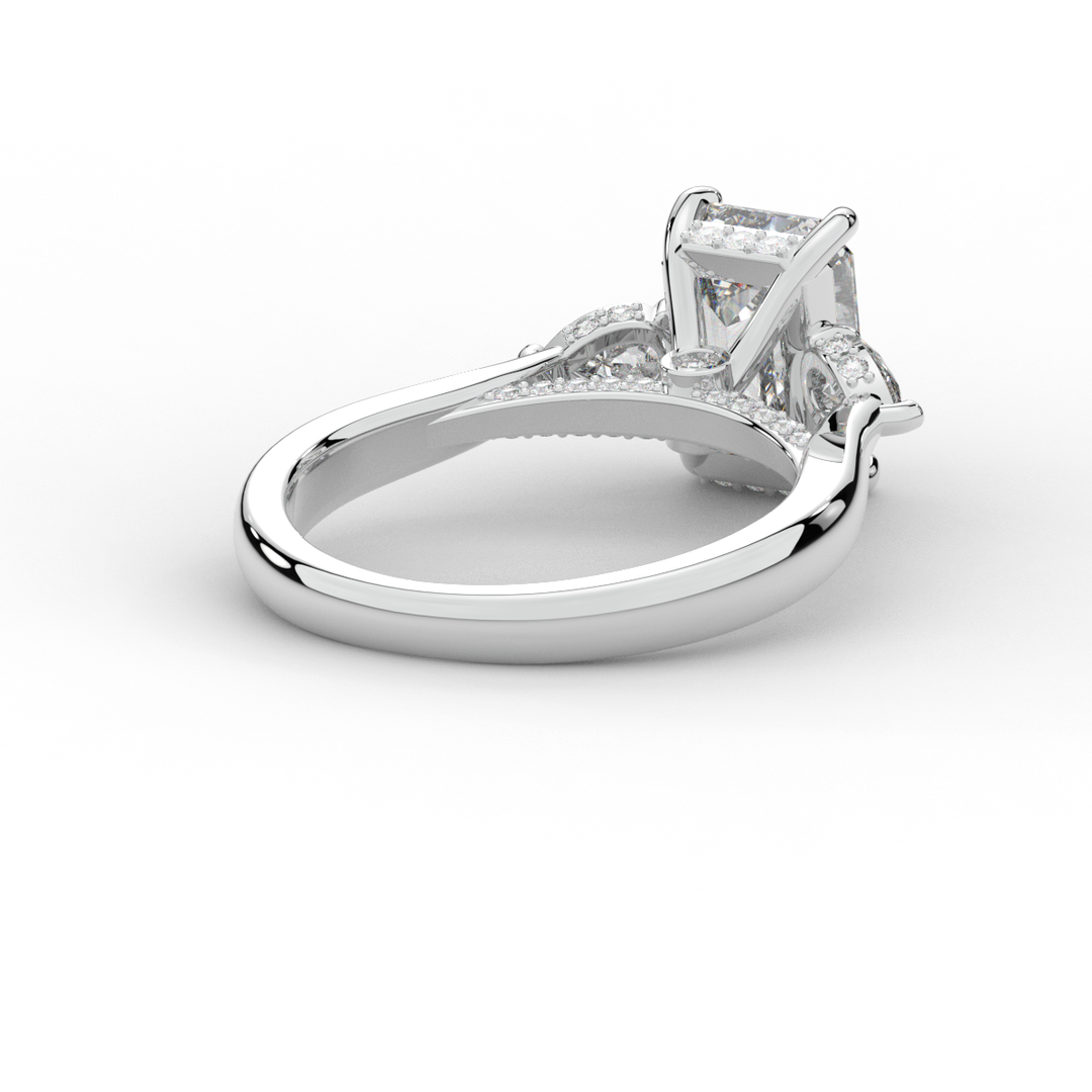 2.40CT.TW EMERALD CUT LAB DIAMOND 3 STONE ENGAGEMENT RING - Nazarelle