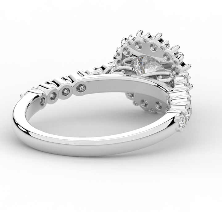 1.60CT.TW ROUND LAB DIAMOND HALO ENGAGEMENT RING - Nazarelle