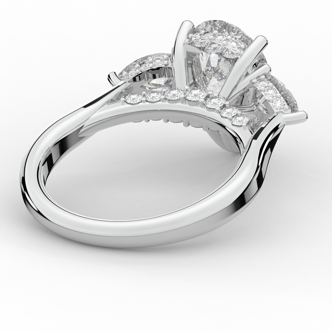 3.70CT.TW PEAR LAB DIAMOND 3 STONE ENGAGEMENT RING - Nazarelle
