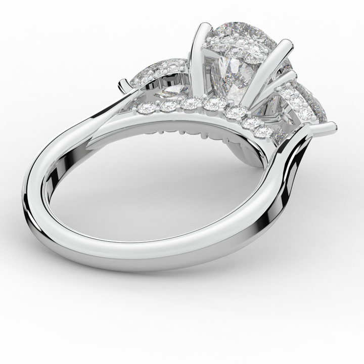 3.70CT.TW PEAR LAB DIAMOND 3 STONE ENGAGEMENT RING - Nazarelle