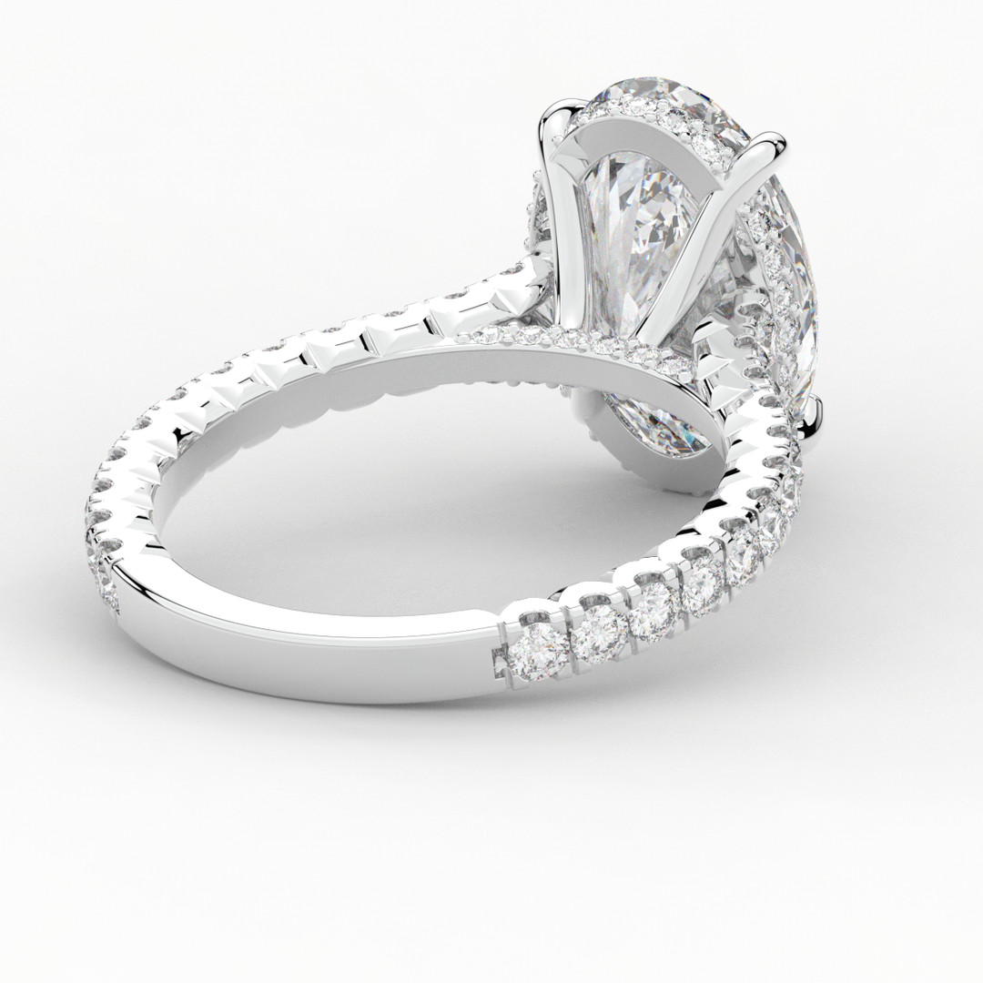 4.70CT.TW OVAL LAB DIAMOND UNDERHALO SOLITAIRE ENGAGEMENT RING - Nazarelle