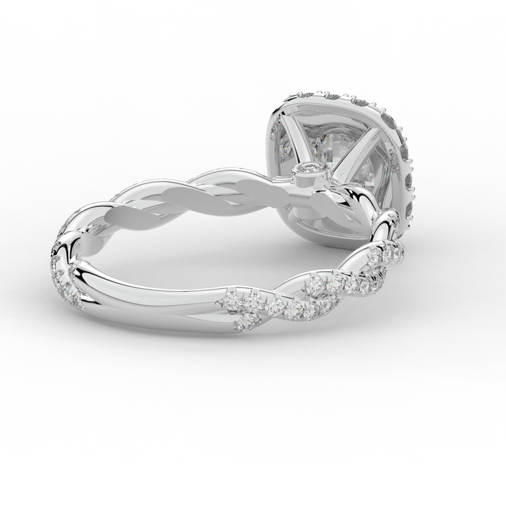 1.55CT.TW ROUND LAB DIAMOND HALO TWIST ENGAGEMENT RING - Nazarelle