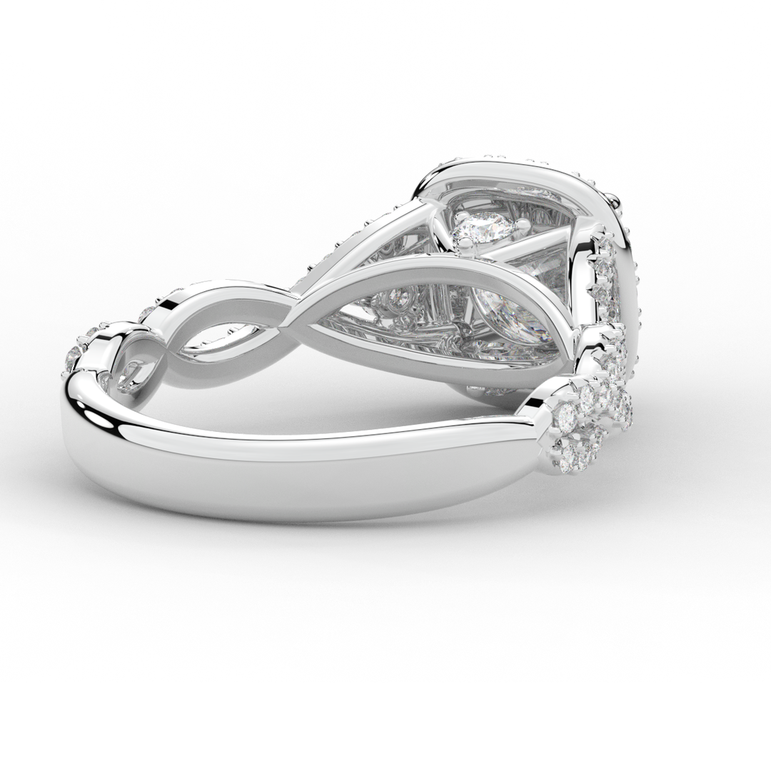 1.30CT.TW ROUND LAB DIAMOND HALO ENGAGEMENT RING - Nazarelle
