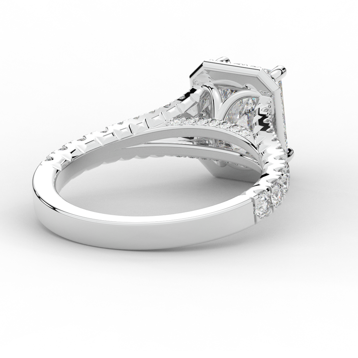 2.60CT.TW RADIANT LAB DIAMOND SPLIT SHANK HALO ENGAGEMENT RING - Nazarelle