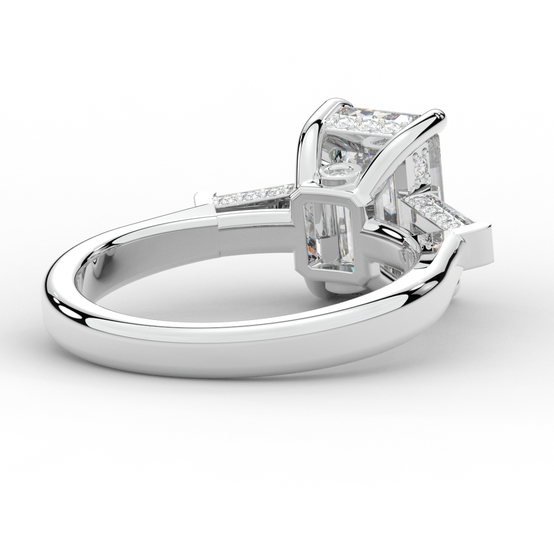 3.45CT.TW EMERALD CUT LAB DIAMOND 3 STONE ENGAGEMENT RING - Nazarelle