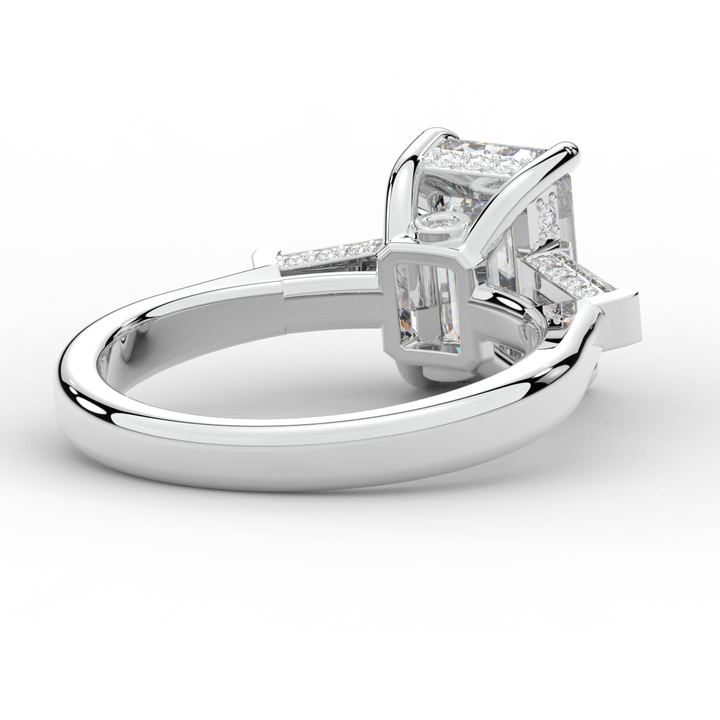 3.45CT.TW EMERALD CUT LAB DIAMOND 3 STONE ENGAGEMENT RING - Nazarelle