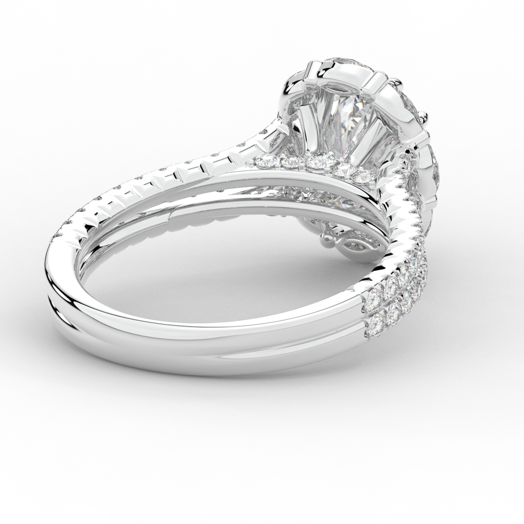 2.30CT.TW OVAL LAB DIAMOND HALO SPLIT SHANK ENGAGEMENT RING - Nazarelle