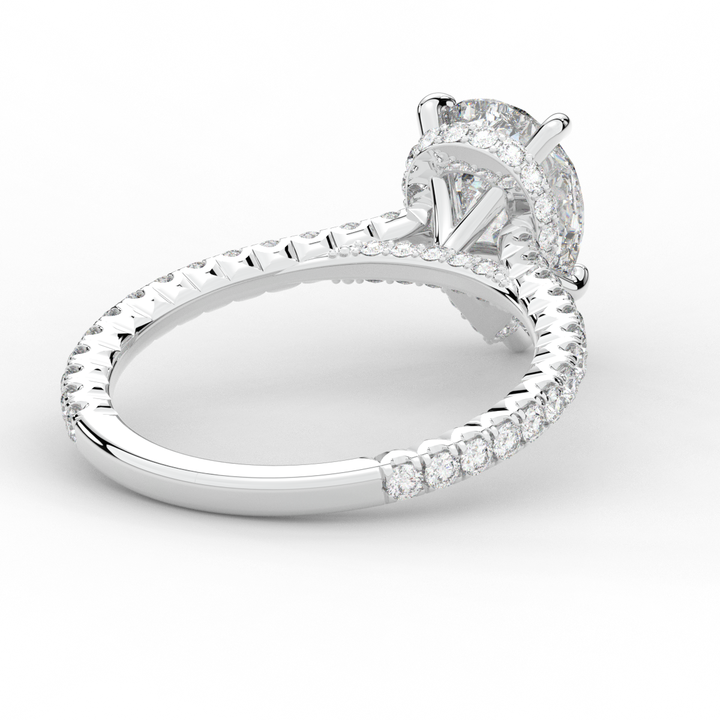2.50CT.TW PEAR LAB DIAMOND UNDERHALO SOLITAIRE ENGAGEMENT RING - Nazarelle