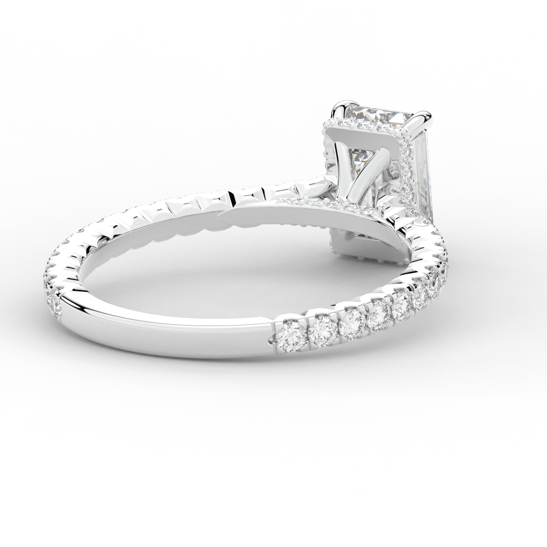 2.10CT.TW EMERALD CUT LAB DIAMOND UNDERHALO SOLITAIRE ENGAGEMENT RING - Nazarelle
