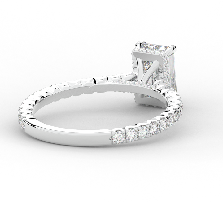 2.10CT.TW EMERALD CUT LAB DIAMOND UNDERHALO SOLITAIRE ENGAGEMENT RING - Nazarelle