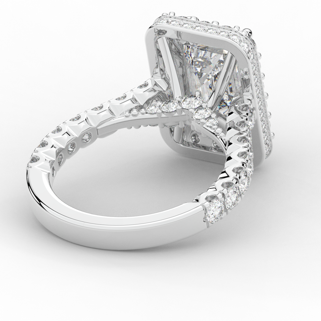 4.50CT.TW EMERALD CUT LAB DIAMOND HALO ENGAGEMENT RING - Nazarelle