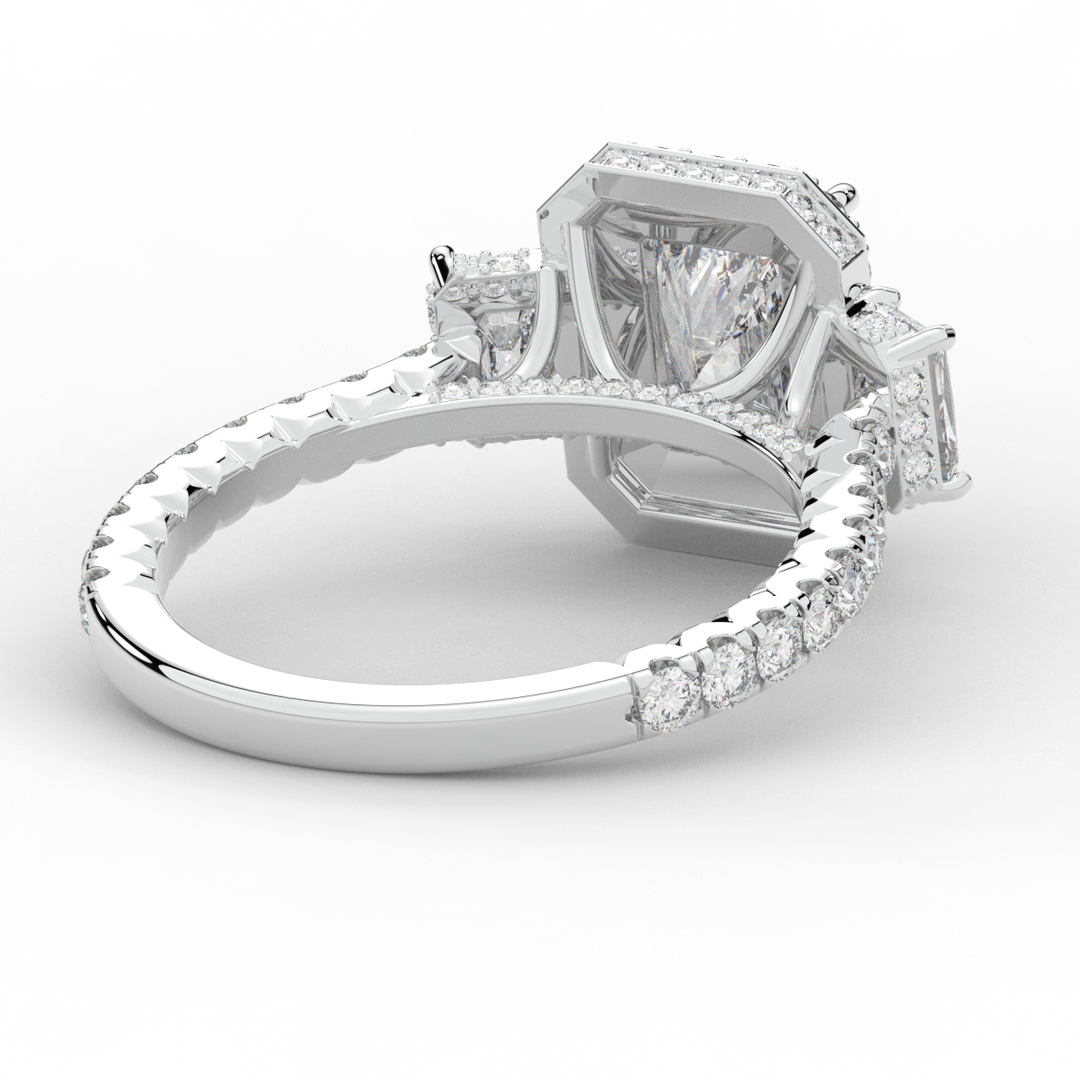 3.20CT.TW RADIANT LAB DIAMOND 3 STONE ENGAGEMENT RING - Nazarelle