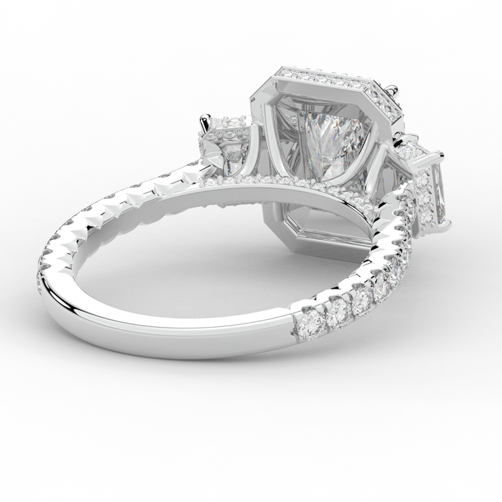 3.20CT.TW RADIANT LAB DIAMOND 3 STONE ENGAGEMENT RING - Nazarelle