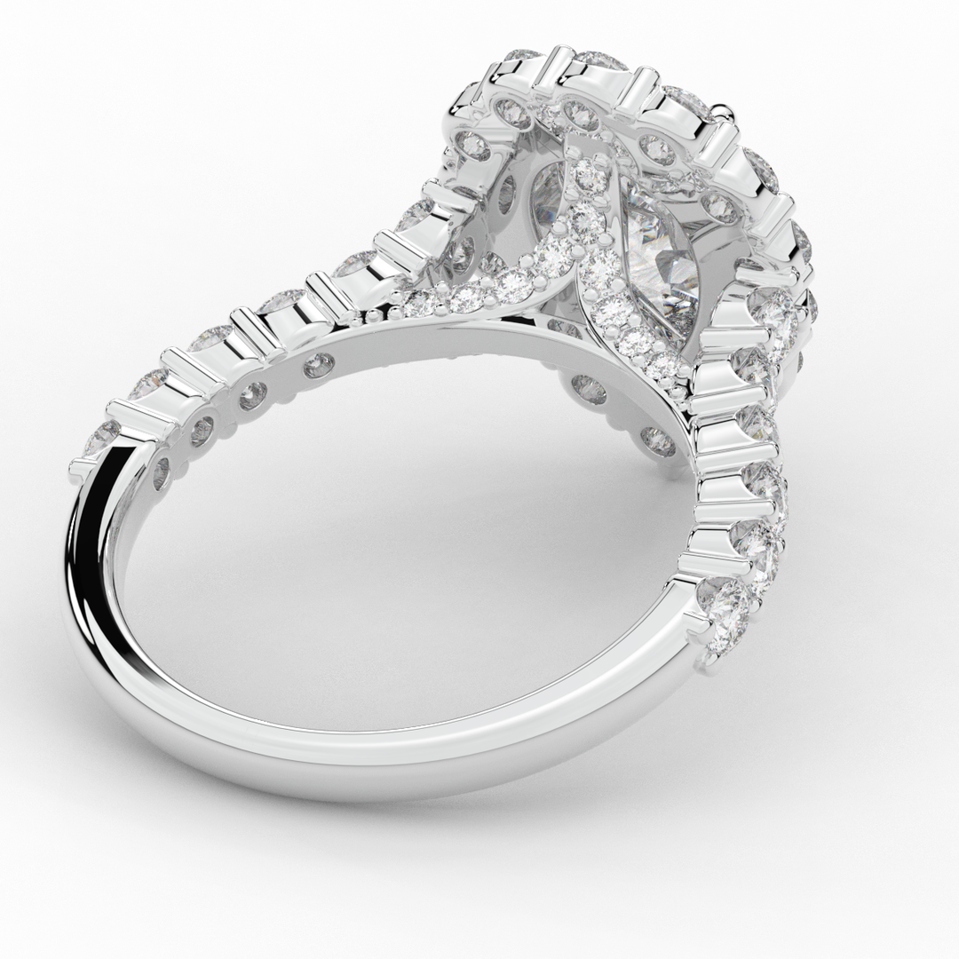 3.10CT.TW PEAR LAB DIAMOND HALO ENGAGEMENT RING - Nazarelle