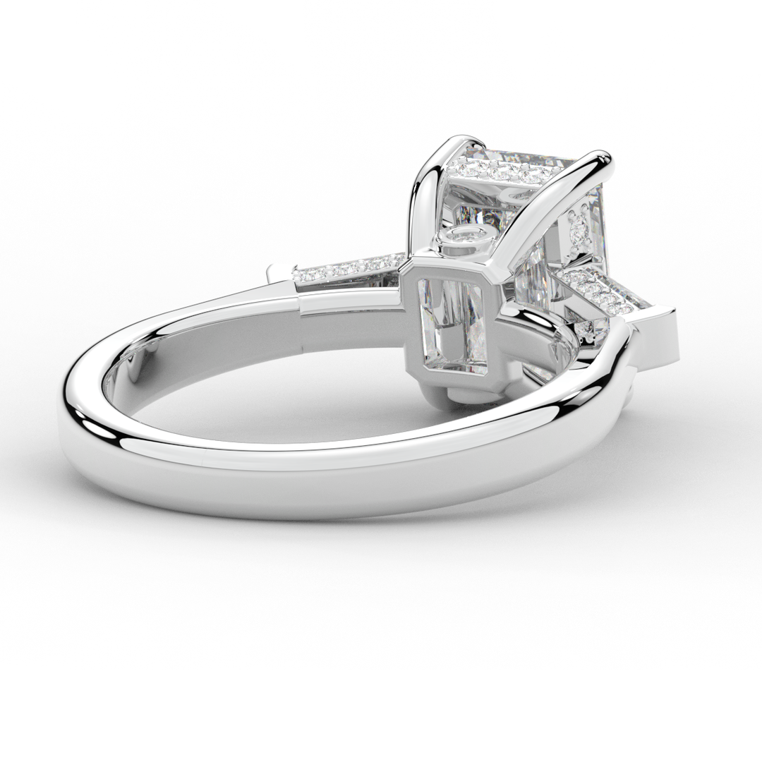 3.45CT.TW RADIANT LAB DIAMOND 3 STONE ENGAGEMENT RING - Nazarelle