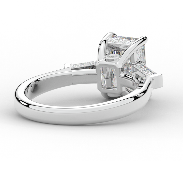 3.45CT.TW RADIANT LAB DIAMOND 3 STONE ENGAGEMENT RING - Nazarelle