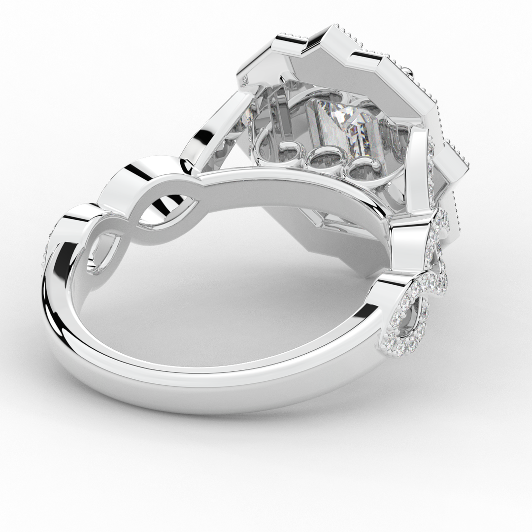 1.90CT.TW EMERALD CUT LAB DIAMOND HALO ENGAGEMENT RING - Nazarelle