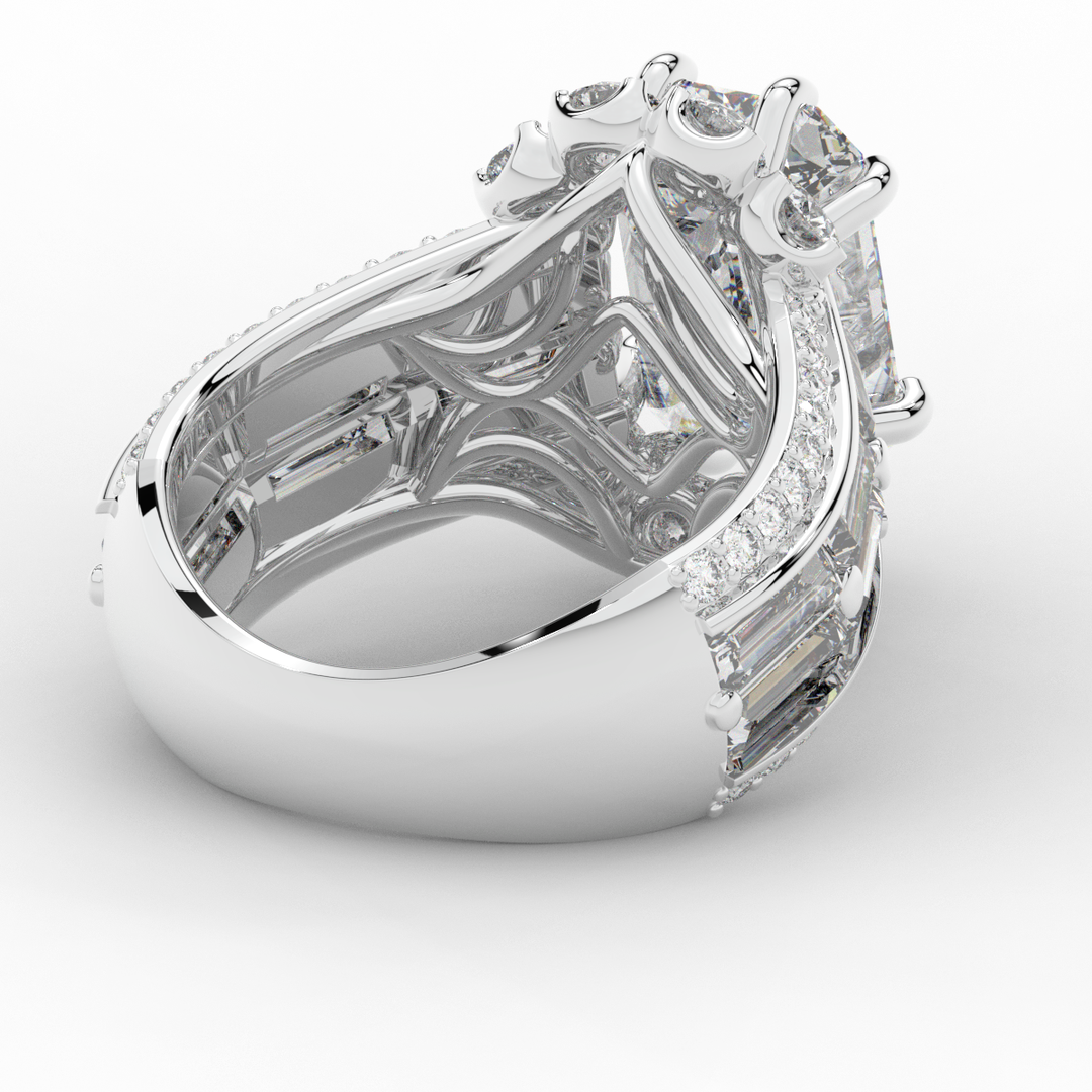 8.25CT.TW EMERALD CUT LAB DIAMOND HALO ENGAGEMENT RING - Nazarelle