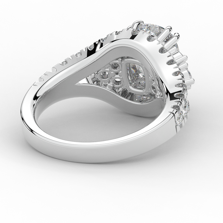 3.10CT.TW CUSHION LAB DIAMOND HALO ENGAGEMENT RING - Nazarelle