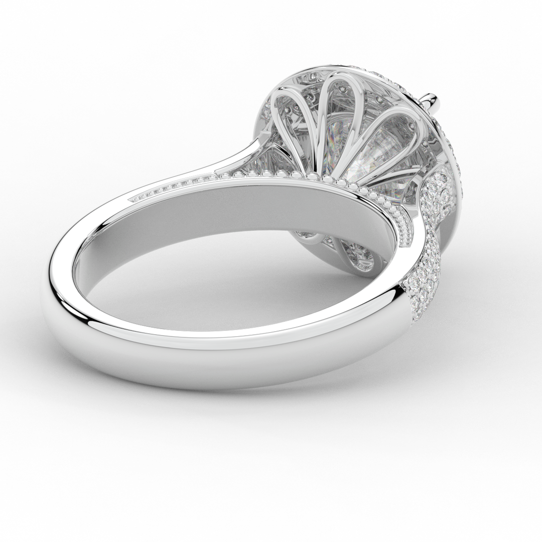 2.45CT.TW ROUND LAB DIAMOND HALO ENGAGEMENT RING - Nazarelle