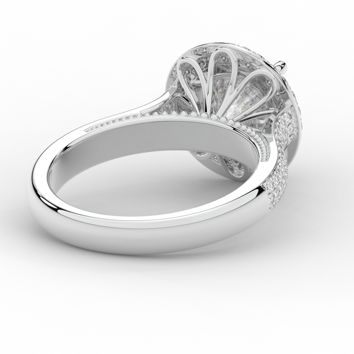 2.45CT.TW ROUND LAB DIAMOND HALO ENGAGEMENT RING - Nazarelle