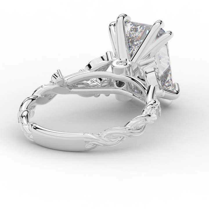 5.30CT.TW RADIANT LAB DIAMOND STYLIZED VINE AND TREE BARK FINISH ENGAGEMENT RING - Nazarelle