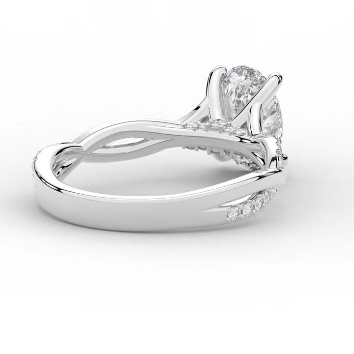 1.70CT.TW OVAL LAB DIAMOND TWIST BAND ENGAGEMENT RING - Nazarelle