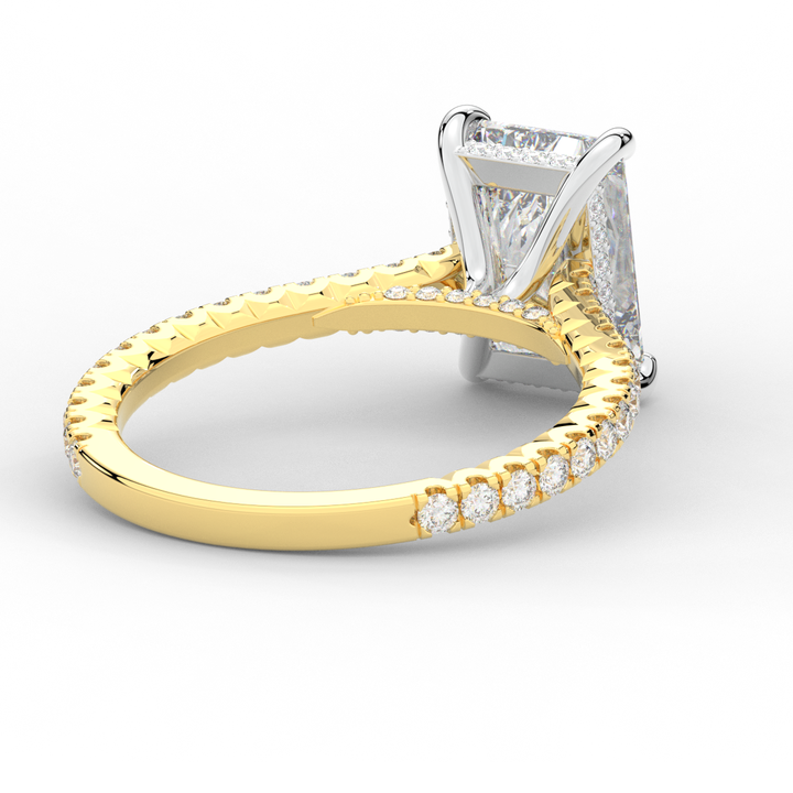 3.50CT.TW RADIANT LAB DIAMOND UNDERHALO SOLITAIRE TWO TONE ENGAGEMENT RING - Nazarelle