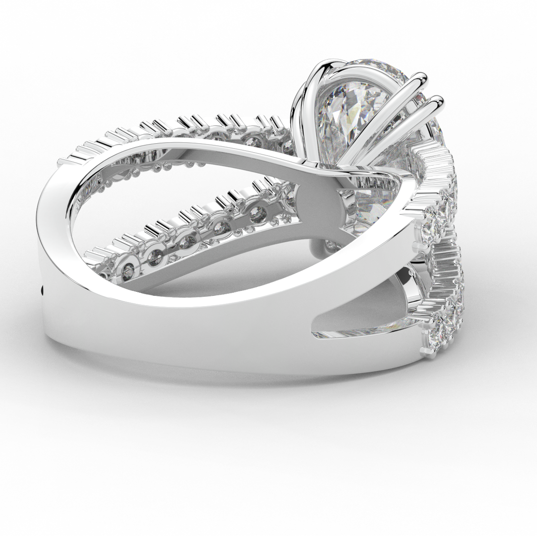 3.75CT.TW OVAL LAB DIAMOND SPLIT BAND ENGAGEMENT RING