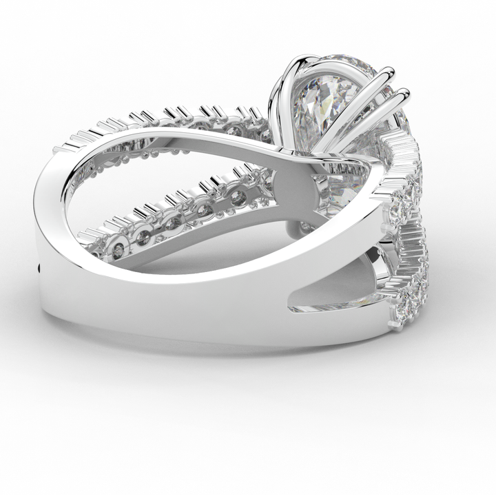 3.75CT.TW OVAL LAB DIAMOND SPLIT BAND ENGAGEMENT RING