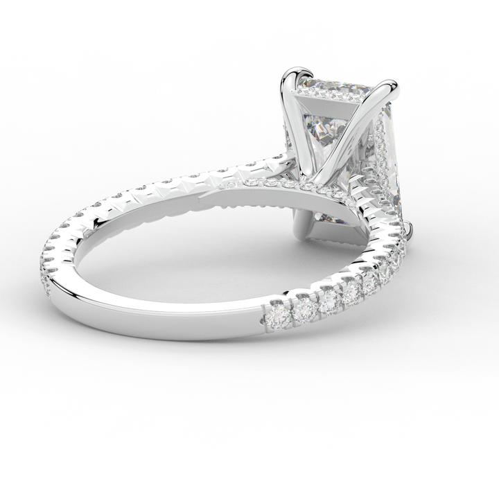 3.50CT.TW EMERALD CUT LAB DIAMOND UNDERHALO SOLITAIRE ENGAGEMENT RING - Nazarelle