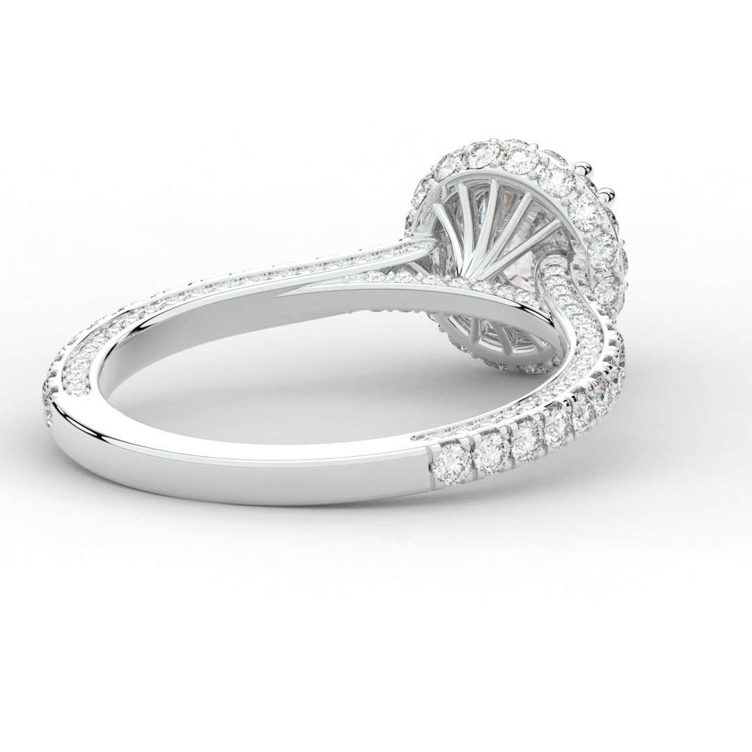 1.90CT.TW ROUND LAB DIAMOND HALO ENGAGEMENT RING - Nazarelle
