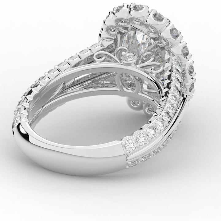 5.75CT.TW OVAL LAB DIAMOND HALO ENGAGEMENT RING - Nazarelle