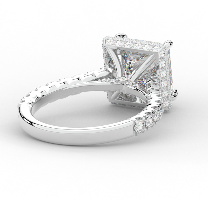 3.90CT.TW PRINCESS LAB DIAMOND HALO ENGAGEMENT RING - Nazarelle