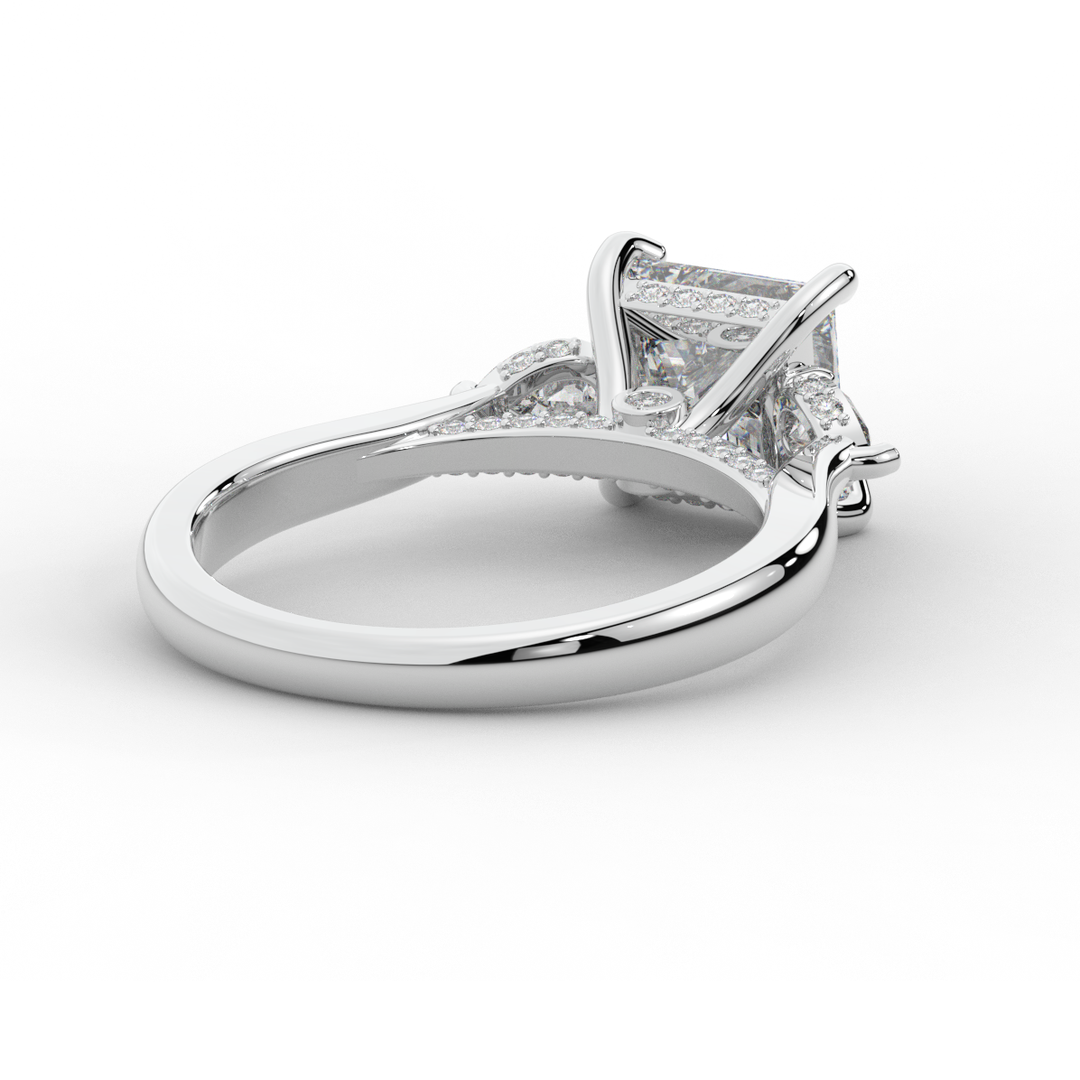 2.40CT.TW PRINCESS LAB DIAMOND 3 STONE ENGAGEMENT RING - Nazarelle