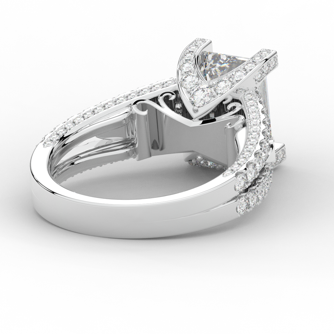 4.60CT.TW EMERALD CUT LAB DIAMOND SPLIT SHANK ENGAGEMENT RING - Nazarelle