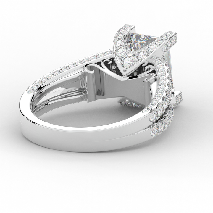 4.60CT.TW EMERALD CUT LAB DIAMOND SPLIT SHANK ENGAGEMENT RING - Nazarelle