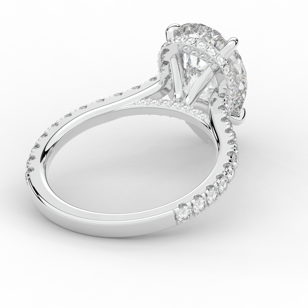 4.60CT.TW PEAR LAB DIAMOND UNDERHALO SOLITAIRE ENGAGEMENT RING - Nazarelle