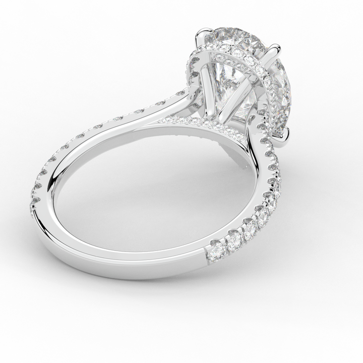 4.60CT.TW PEAR LAB DIAMOND UNDERHALO SOLITAIRE ENGAGEMENT RING - Nazarelle