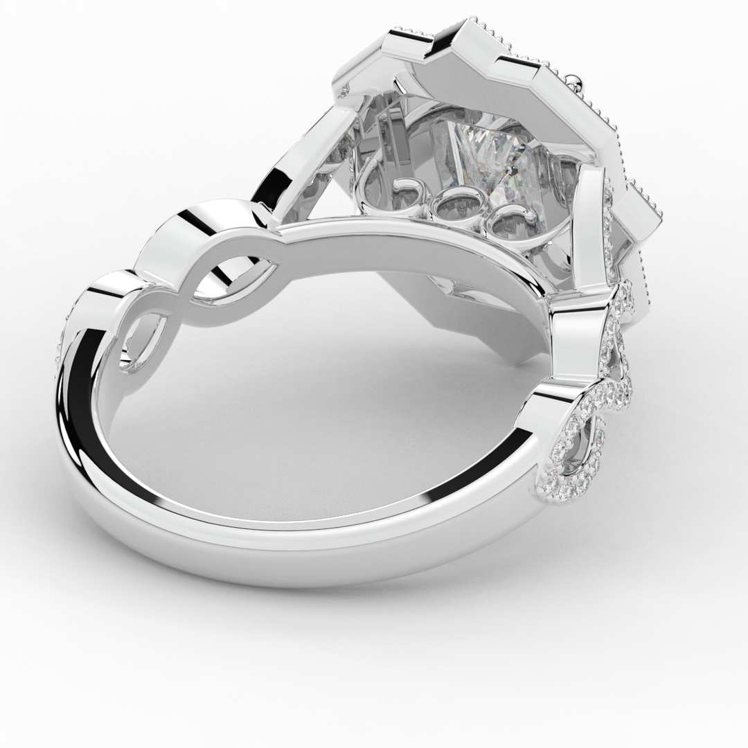 1.90CT.TW RADIANT LAB DIAMOND HALO ENGAGEMENT RING - Nazarelle