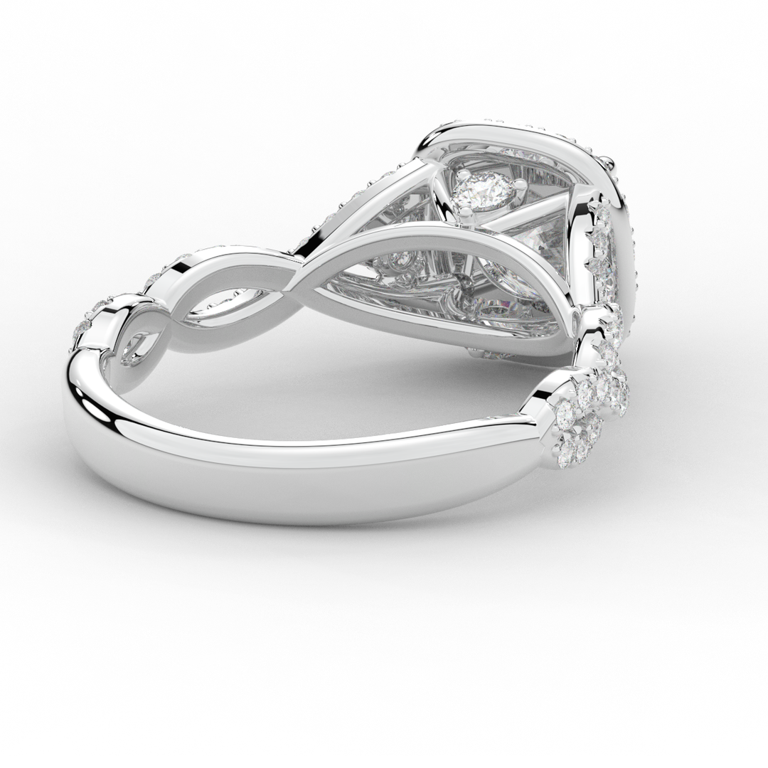 1.60CT.TW ROUND LAB DIAMOND HALO TWIST ENGAGEMENT RING - Nazarelle