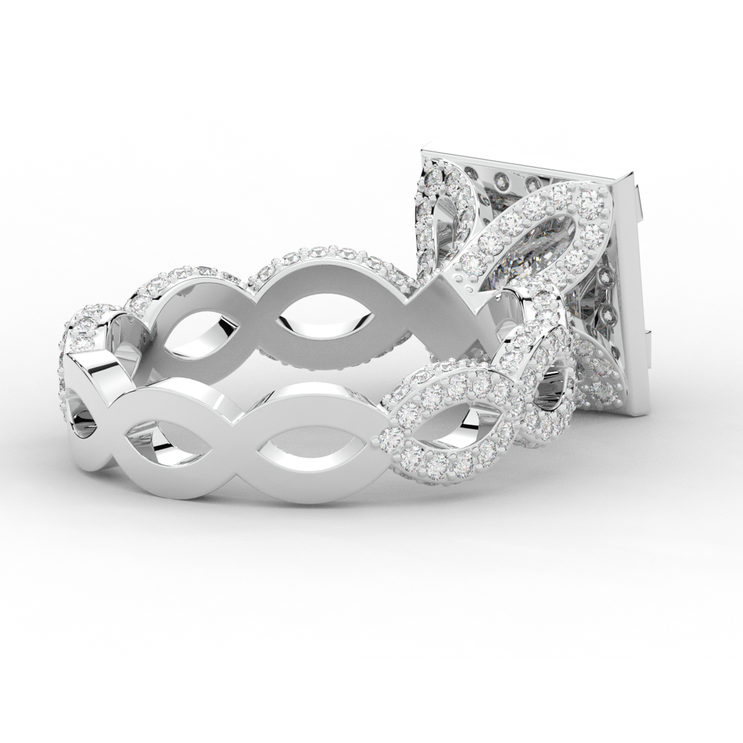 2.40CT.TW PRINCESS LAB DIAMOND HALO ENGAGEMENT RING - Nazarelle