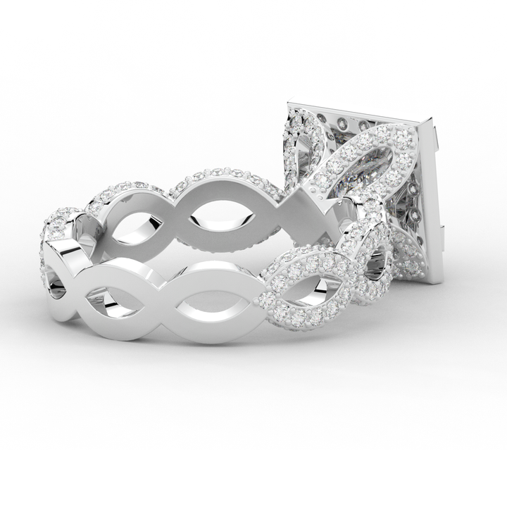 2.40CT.TW PRINCESS LAB DIAMOND HALO ENGAGEMENT RING - Nazarelle