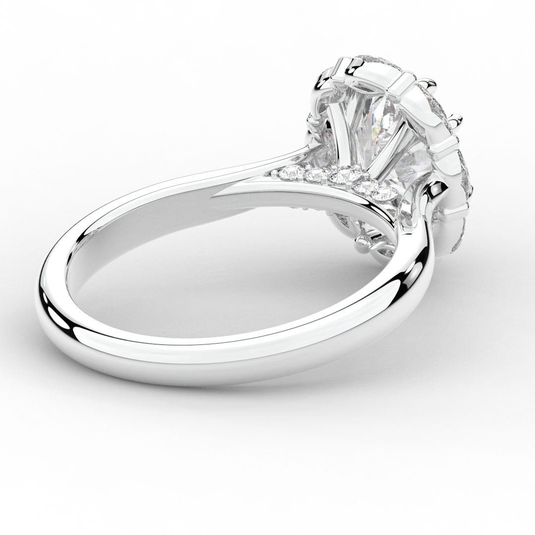1.90CT.TW OVAL LAB DIAMOND HALO ENGAGEMENT RING - Nazarelle